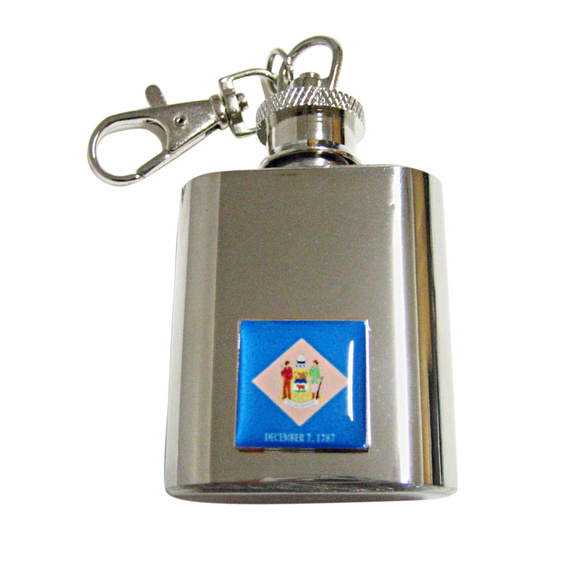 Delaware State Flag Pendant Keychain Flask - Picture 1 of 1